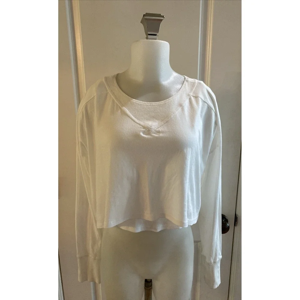 Free People FP Movement Tee White Women's Size M Layered Activewear Pullover